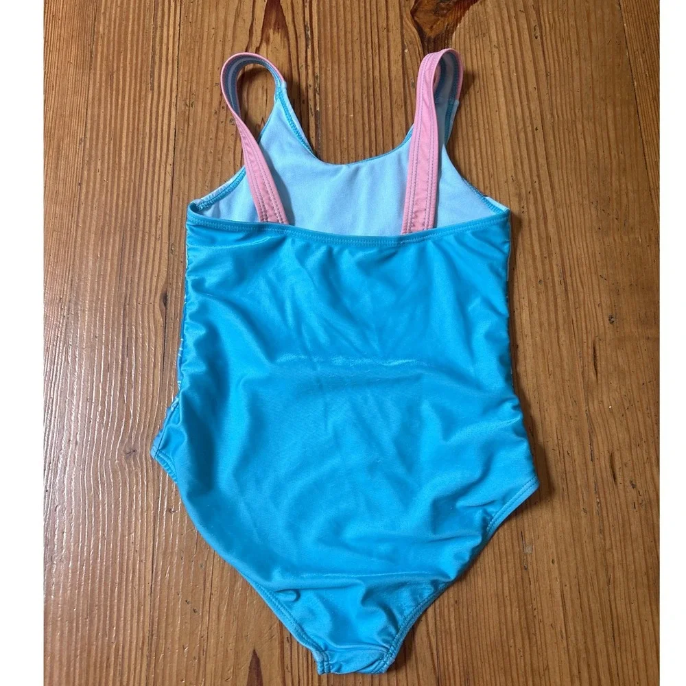 Disney Moana 2 One Piece Swimsuit Kids Blue‎ Tropical Graphic SIZE 6/6X